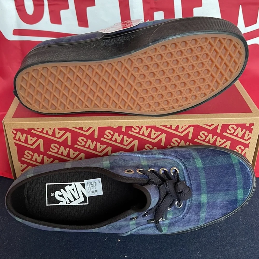 Vans Authentic Stacked Velvet Plaid Green/Black VNOA5KXX203 WMNS Platforms